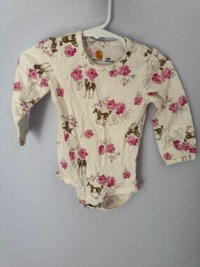Carhartt Cream Long-Sleeve Bodysuit with Pink Floral & Brown Pony Print
